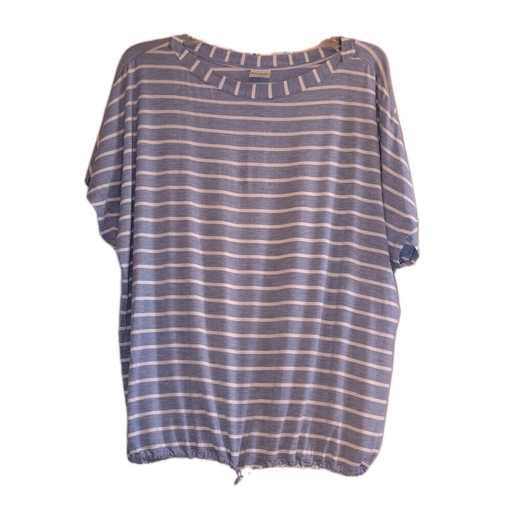 SOMA Striped Casual Top Size L Blue White Drawstring Hem Comfy Nautical